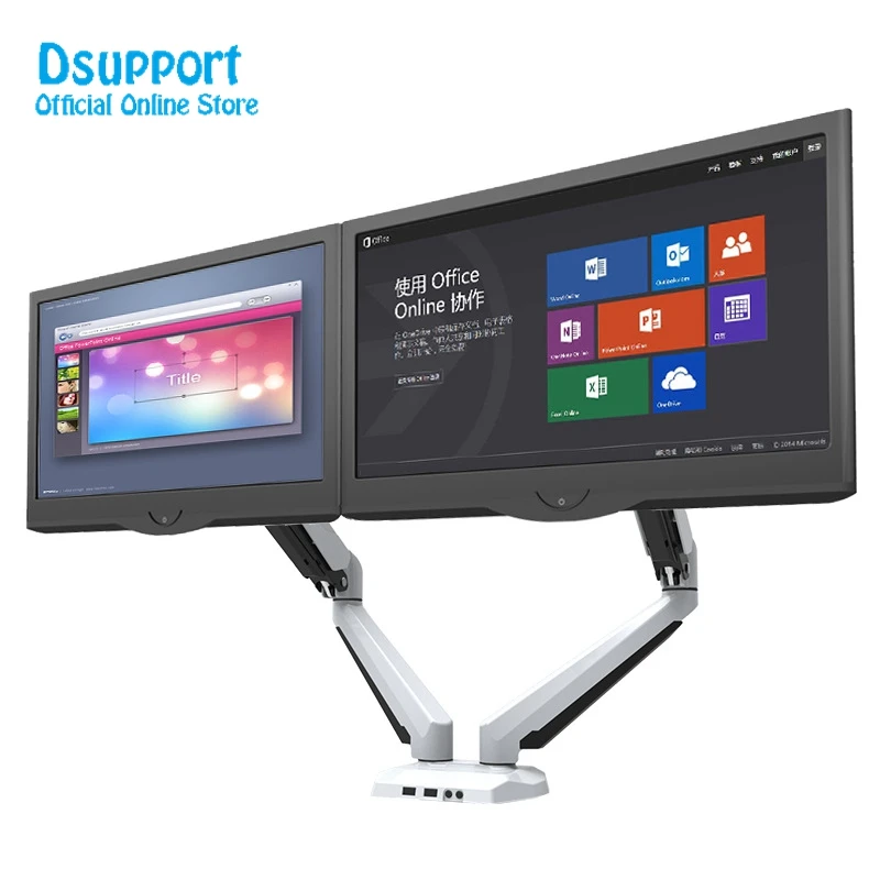 

Aluminum Alloy Desktop 15"-27" Dual Monitor Holder Full Motion Computer Mount Arm Loading 0-8kgs Each Head GM224U