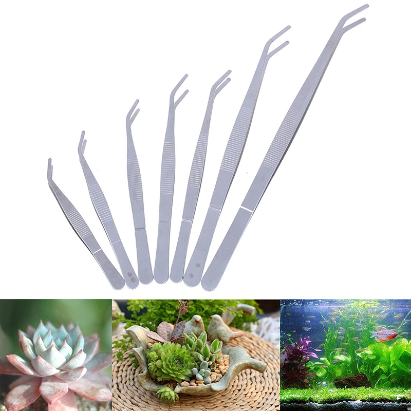 1PC Hot Sale Stainless Steel Elbow Tweezers Aquarium Clear Clip Tool Medical Repair Tools 12.5cm/14cm/16cm/18cm/20cm/25cm/30cm