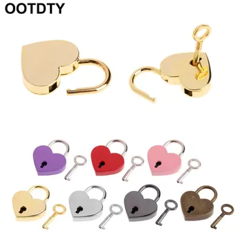 ハート形歳アンティークスタイルミニ古風南京錠キーロックキー子供の引き出しキャビネットロック保護