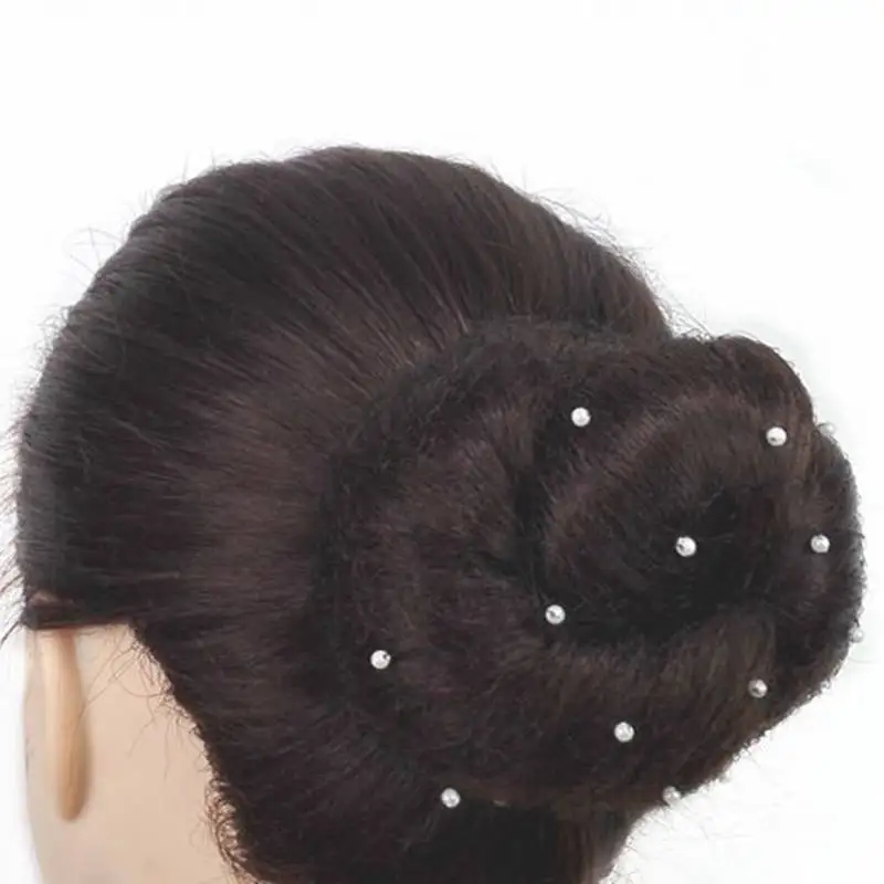 Pearl Women Bun Cover Snood Ballet Dance Skating Hair Net Girl Hairband Hair Accessories Brown Invisible Elastic Ballet Bun Cap