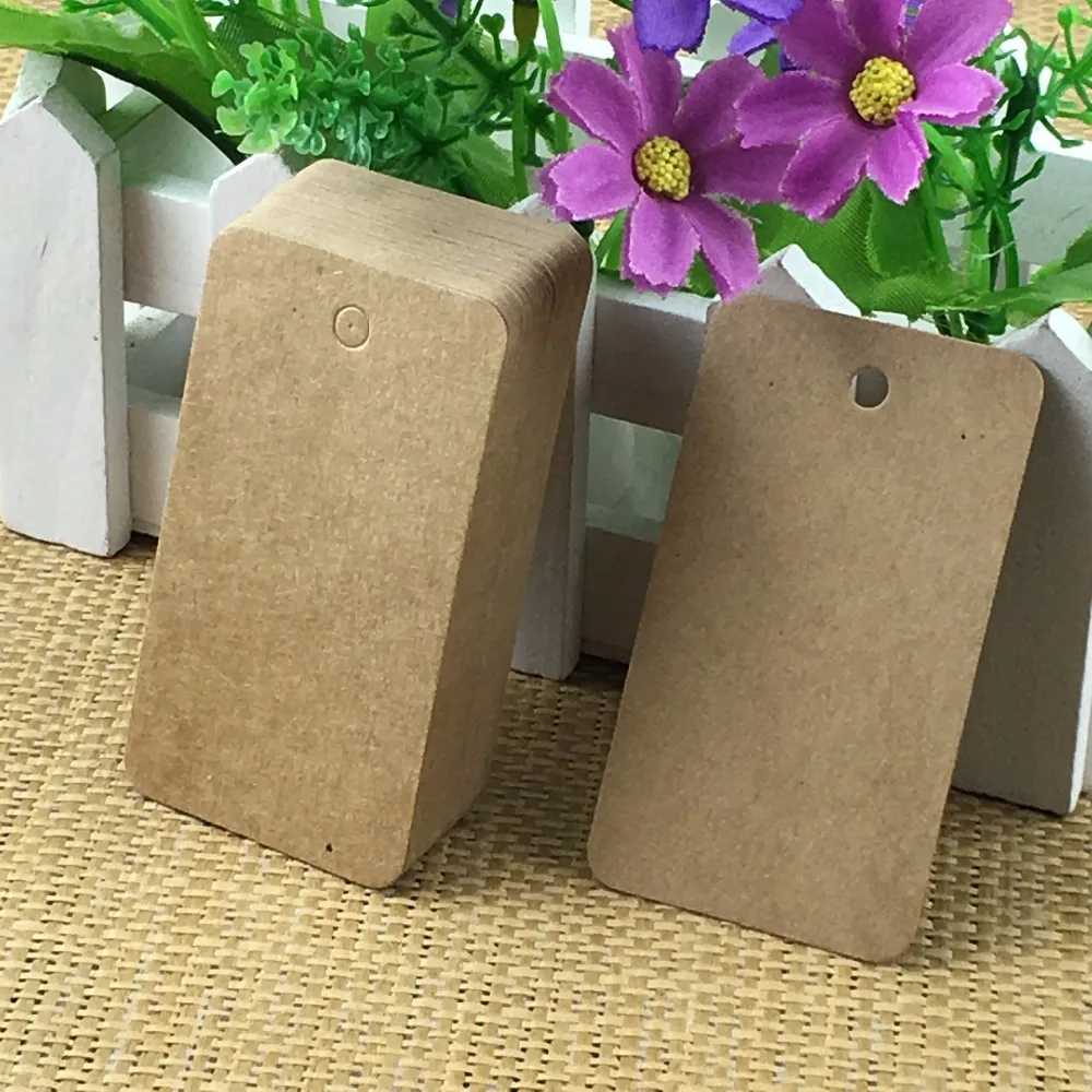 200PCS Kraft Paper 7.5*4cm Rectangle Cradboard Hang Price Tags Label Blank Cardstock Tags Jewelry Cardboard Accept custom logo