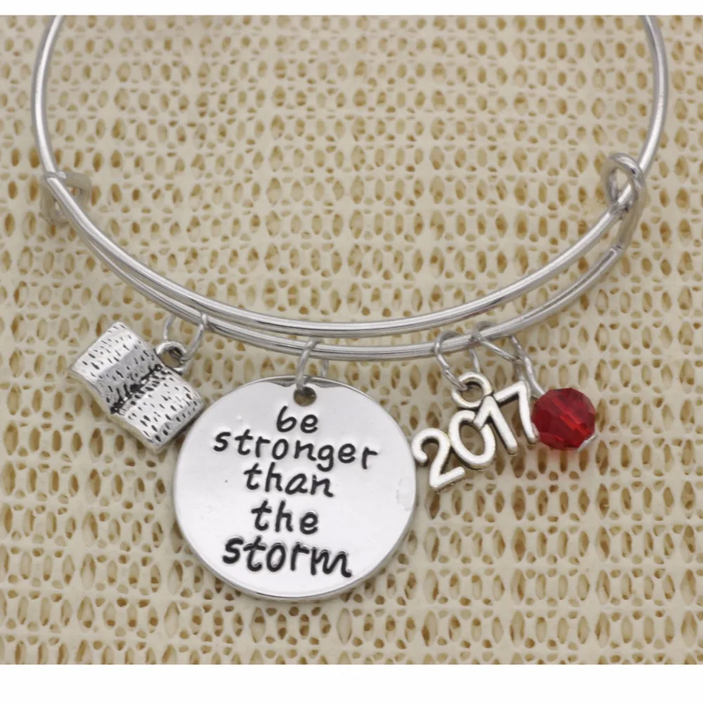 Fashion Inspirational wisdom gift bracelet crystal Jewelry Be stronger than the storm 2018 adjustable Bangle B1012