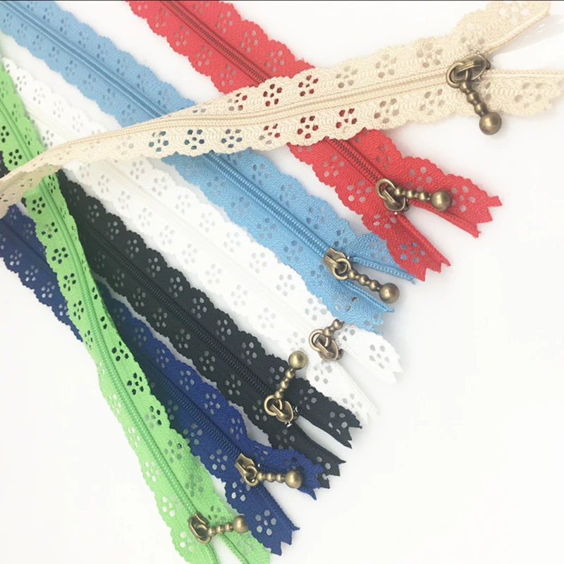 Hot sell 10pc 20cm Nylon Lace Zipper For Clothes Zippers Tailor Sewing Zip Closure Craft Sewing Accessories Random Color 5BB5550