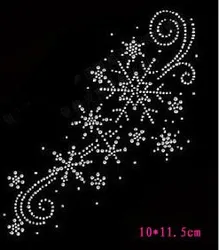 2pc/lot  Shiny snow flake hot fix rhinestone iron on crystal transfers design hot fix rhinestone transfer motifs patches