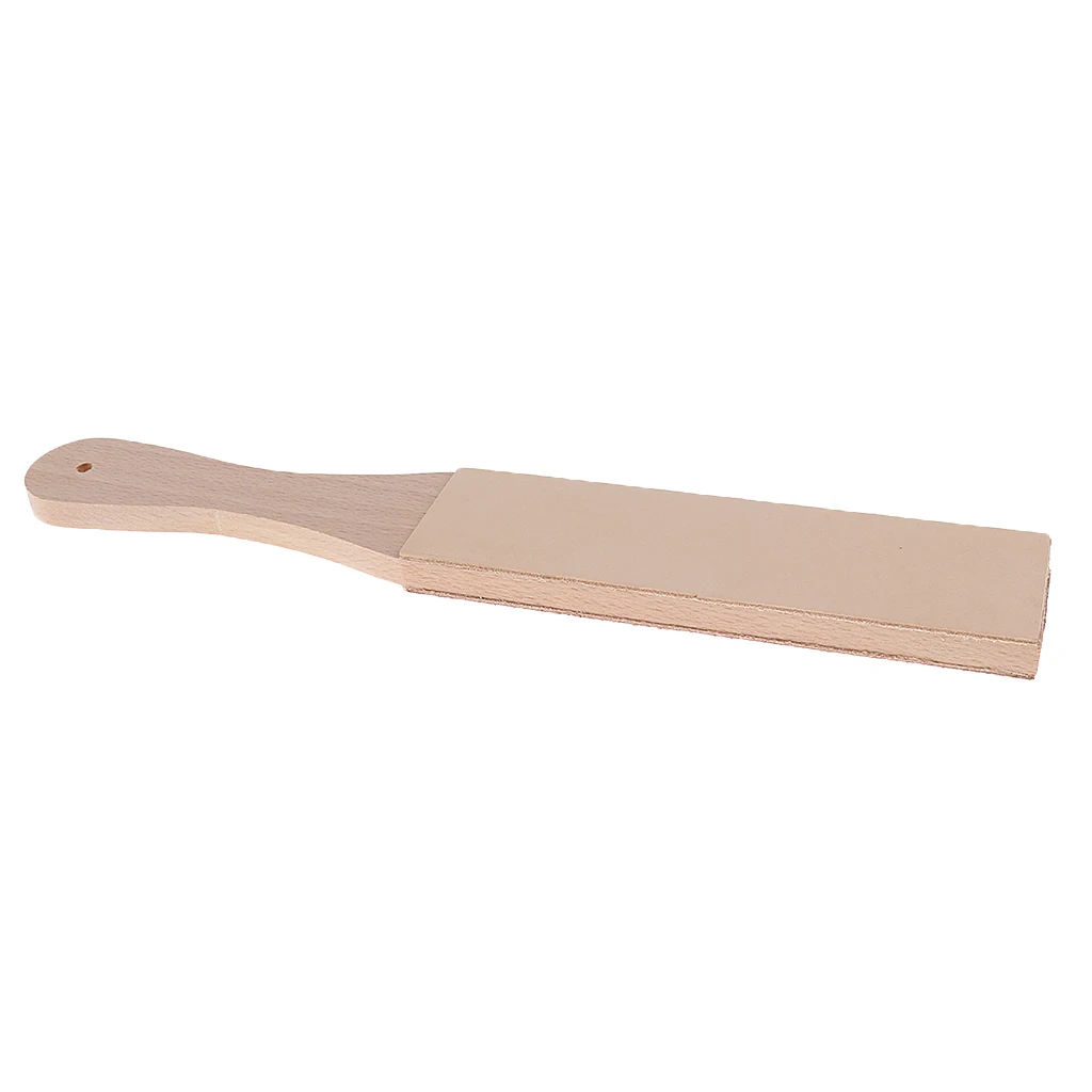 Wooden Handle Leather Sharpening Strop Razors Polishing Board For Home Tools