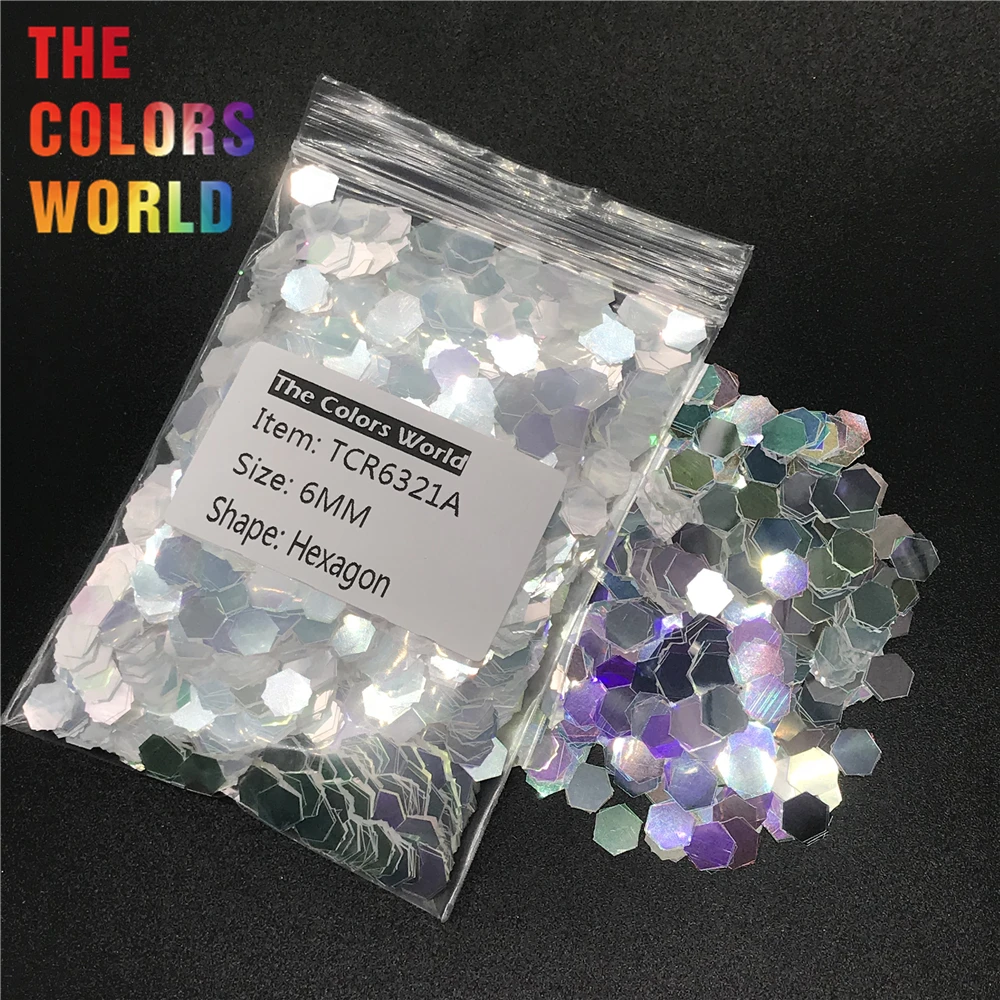 

TCR6321A White Iridescent Rainbow Hexagon Shape Nails Glitter Nail Art Decoration Body Glitter Eye Shadow Makeup Face Paint DIY