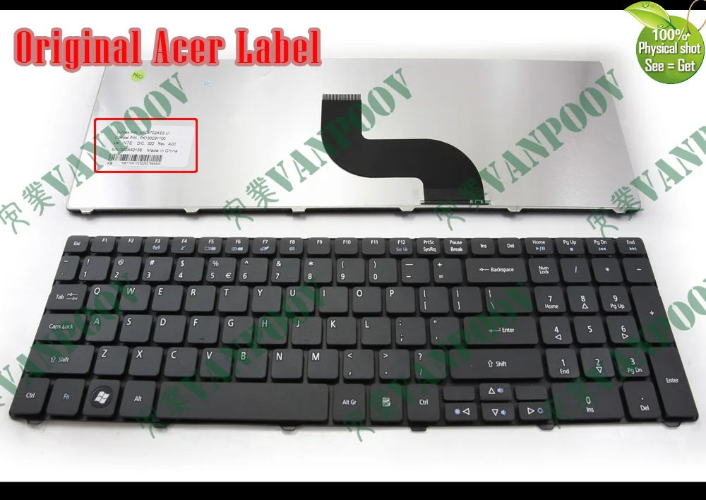 New US Laptop Keyboard for Acer Aspire AS5538 AS5536G AS5536 8940G 8935G 7741 7740G 7740 7738G 7738 7736 7735z 7735 Black