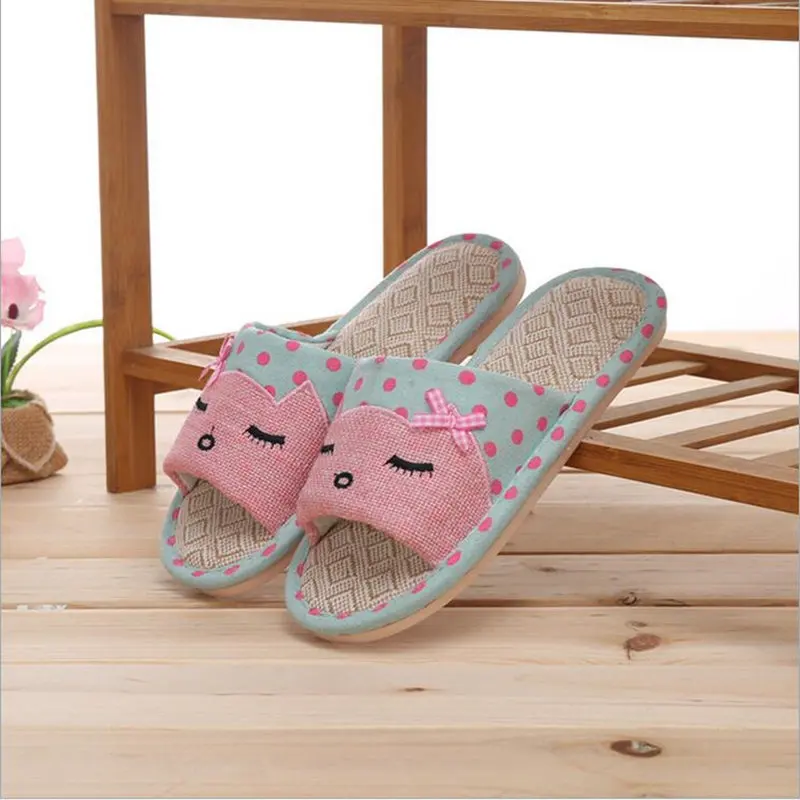 Men Hemp Glasses Home Slippers Man Slippers Cute Cat Lovers Home Slippers Indoor Plush Size House Shoes Man wholesale