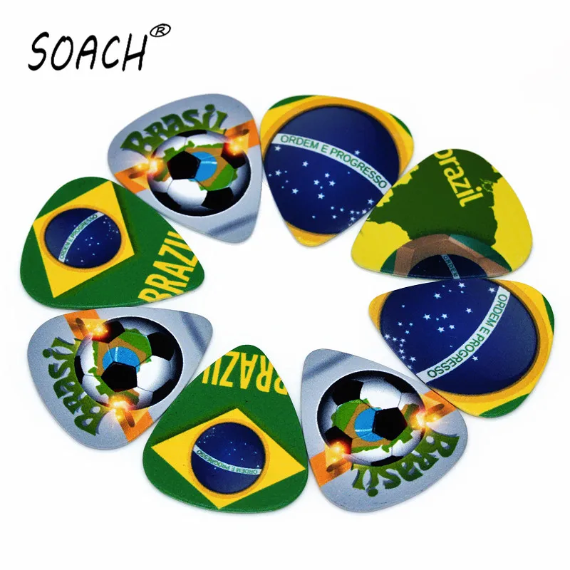 SOACH 50pcs 0.46mm Flag of Brazil Brazilian Flag  two side guitar accessories pick guitar picks guitar Accessories ukulele bass