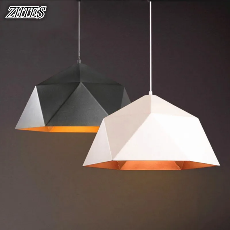 Modern Minimalist Geometric Iron Rhombus Diamond Pendant Light Bar Office Restaurant Personalized Creative Lamps