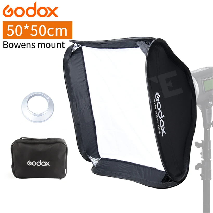 Godox 50x50cm Softbox 20* 20 inch + Bowens Holder for Photogrophy Video Studio Flash + Carry Bag Photo Studio Accessories