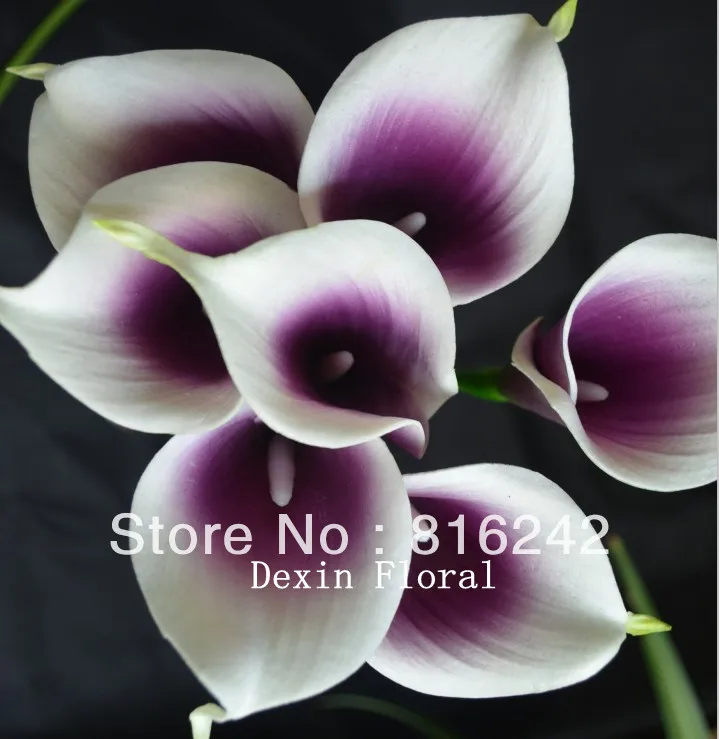 Purple Picasso Calla Lily Real Touch Flowers for Wedding Bouquets