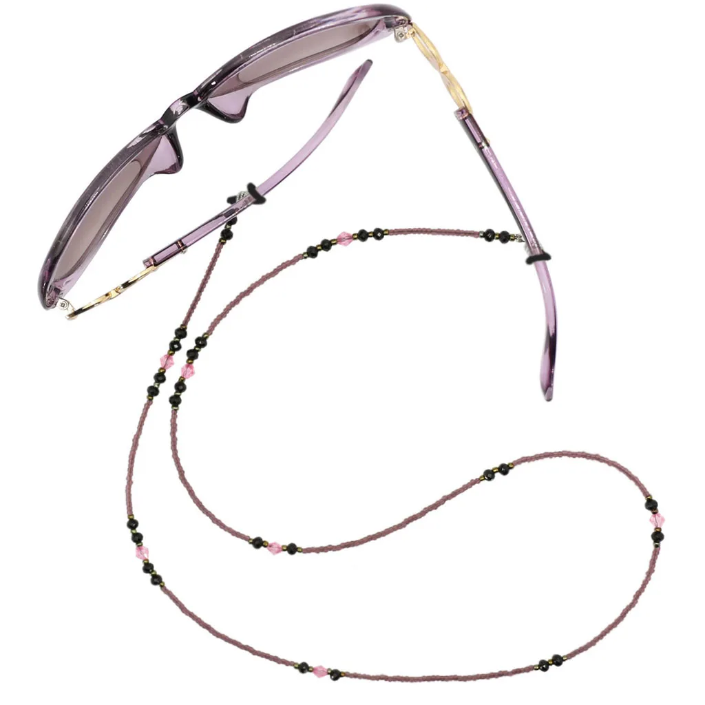 Purple Crystal Glasses Chain Beads Cord Sunglasses Retainer Spectacles Lanyard Chain Holder Strap