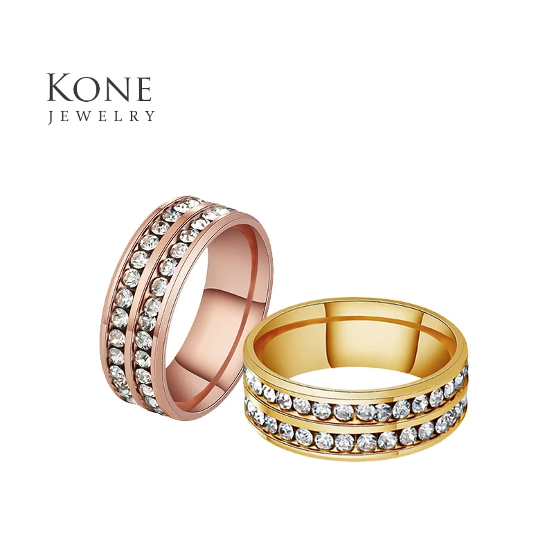 UZone Hot Sale Wedding Midi Ring Rose Gold Color Stainless Steel Zircon Stone Ring for Women Men Jewelry Drop Shipping