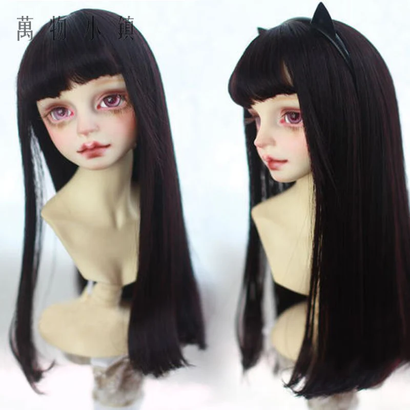 New Dark Purple/Pale golden/Pale pink/Spray blue Air bangs Pear flower head wig 1/3 22-24cm 1/4 17.5-19.5cm BJD SD MSD Doll Wig