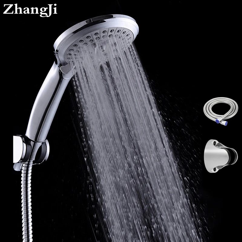 Zhangji Sanitary Ware Suite  Bathroom Shower Set 5 Mode Hand Shower+Stainless Steel Plumbing Hose+Adjustable Holder Shower Sets