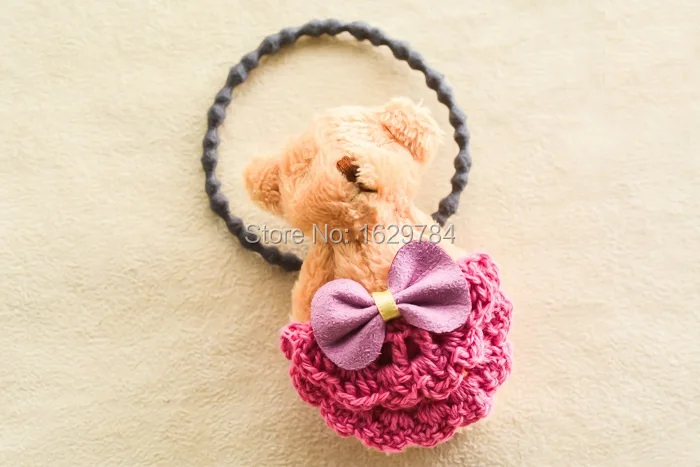 20pcs/4c Fashion Cute Bow Crochet Skirt Bear Elastic Hairbands Animal Hair Ties Princess Headwear Girls Hair Accessories