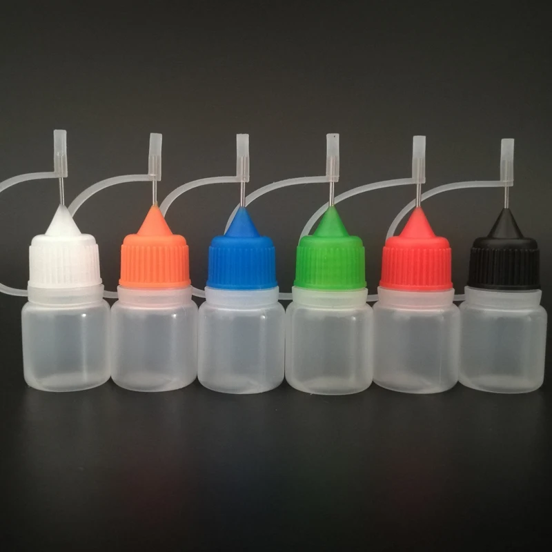 200pcs 3ml LDPE Empty Plastic Squeezable Dropper Bottles With Metal Needle Tip For E Juice Nail Polish