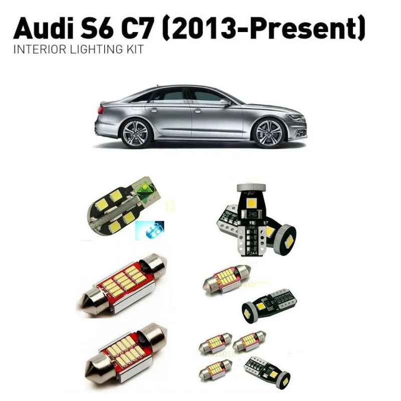 

Led interior lights For Audi s6 c7 2013+ 13pc Led Lights For Cars lighting kit automotive bulbs Canbus