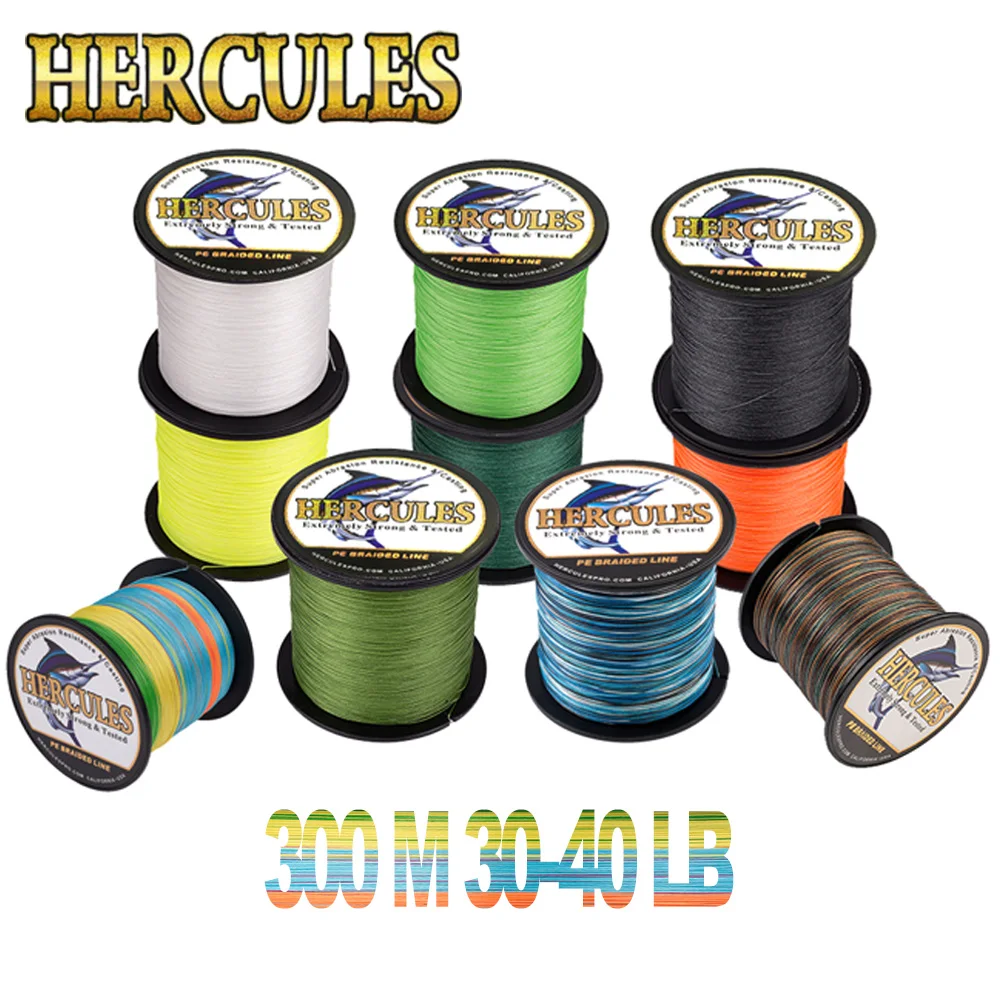 

Hercules Braided Fishing Line Carp Fly Fishing Cord Multifilament Strong 8 Strands 100% PE 300m Wire 30-40LB