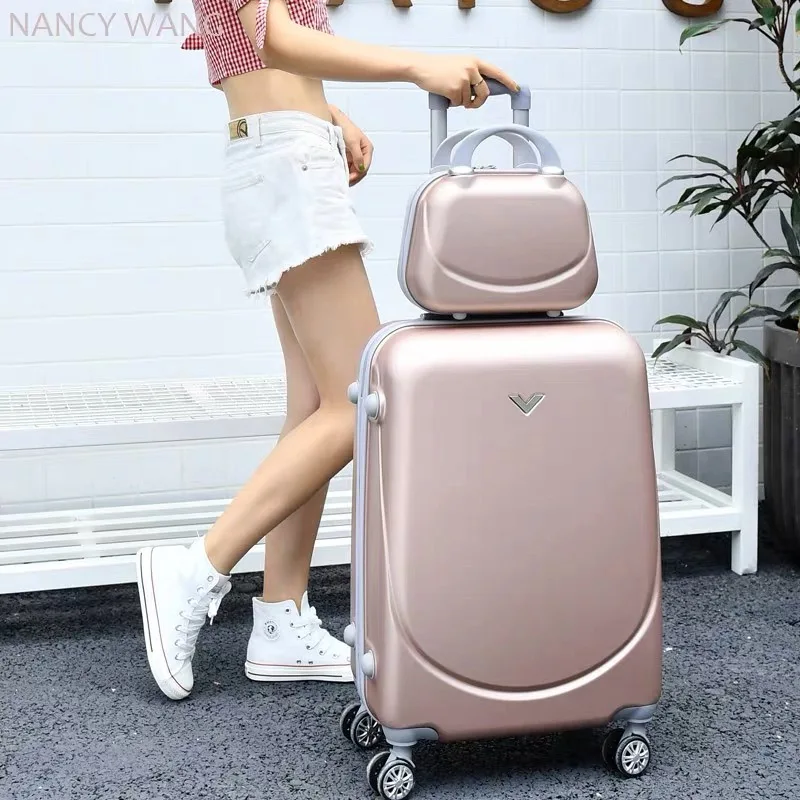 New kids cute smile suitcase with Cosmetic bag 20 22 24 26 inch girl&boy trolley bag Travel luggage woman rolling suitcase