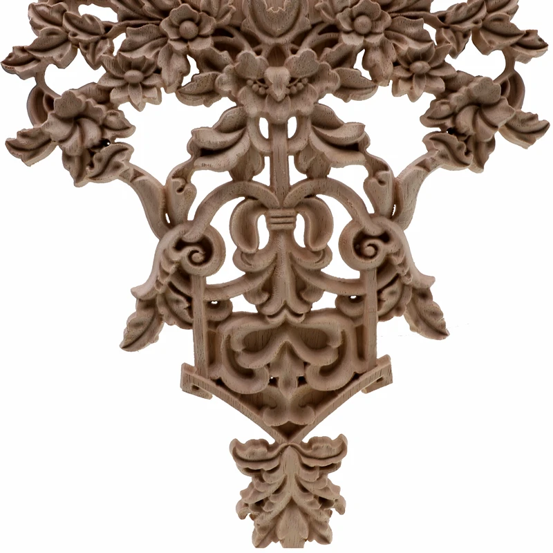 RUNBAZEF Vintage Home Decor Floral Carved Wood Corner Applique Wall Door Cabinet Furniture Decorative Figurines for Miniature