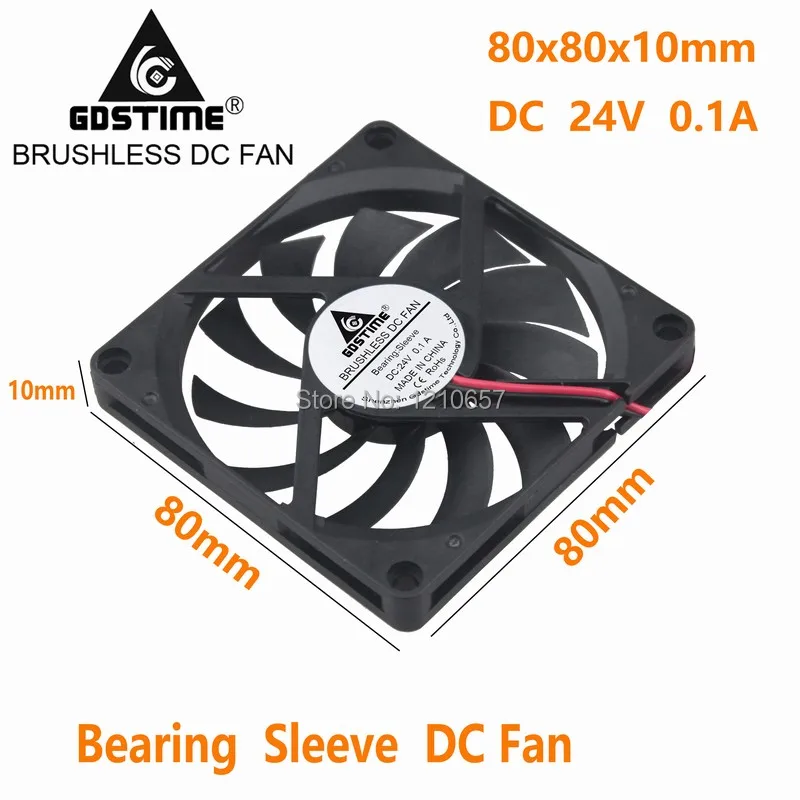 

10 Pieces LOT Gdstime 8010s DC 24V 2Pin 80mm 8cm 80x10mm Brushless Electric Motor Cooling Fan