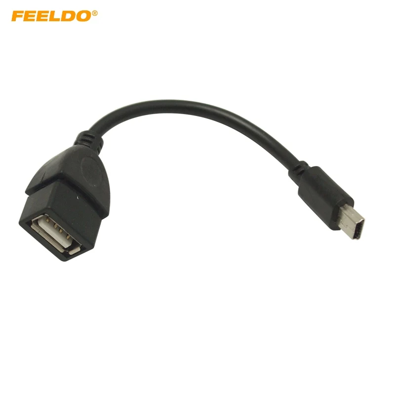 FEELDO 138mm Car Audio CD/DVD 5pin mini USB Male to USB 2.0 Female Connection Cord T Interface OTG Data Cable #HQ5665