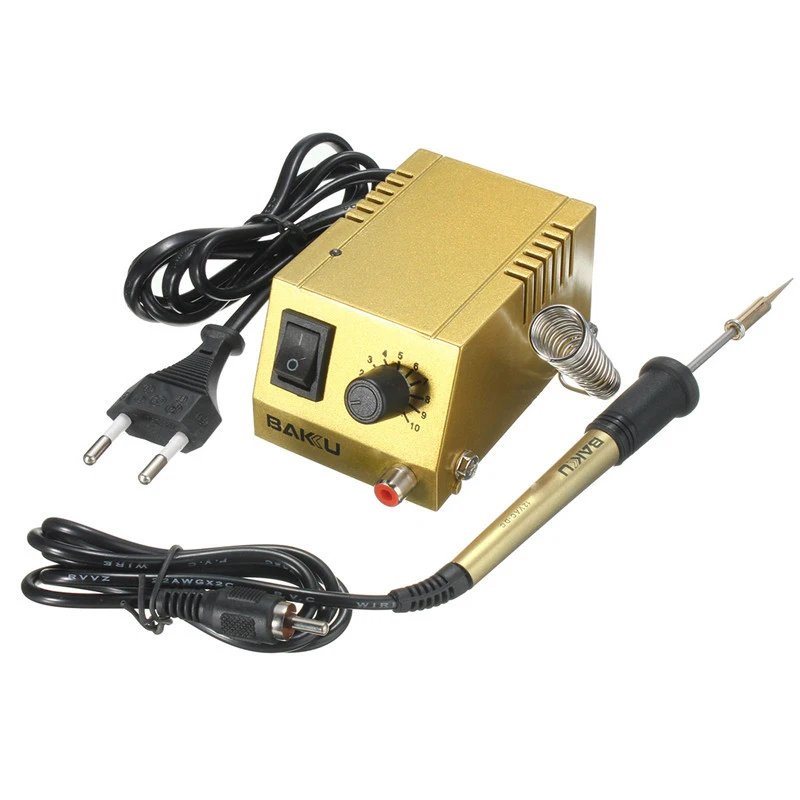 

BK-938 220V 18W Adjustable Mini Soldering Station Solder Iron Heating Iron Gold Electric Shock Proof Soldering Stations