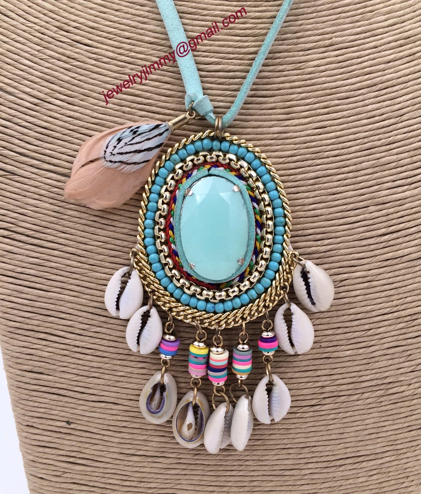 2015New personalized handmade jewelry supplier pendant beaded chain boho long Necklaces for women