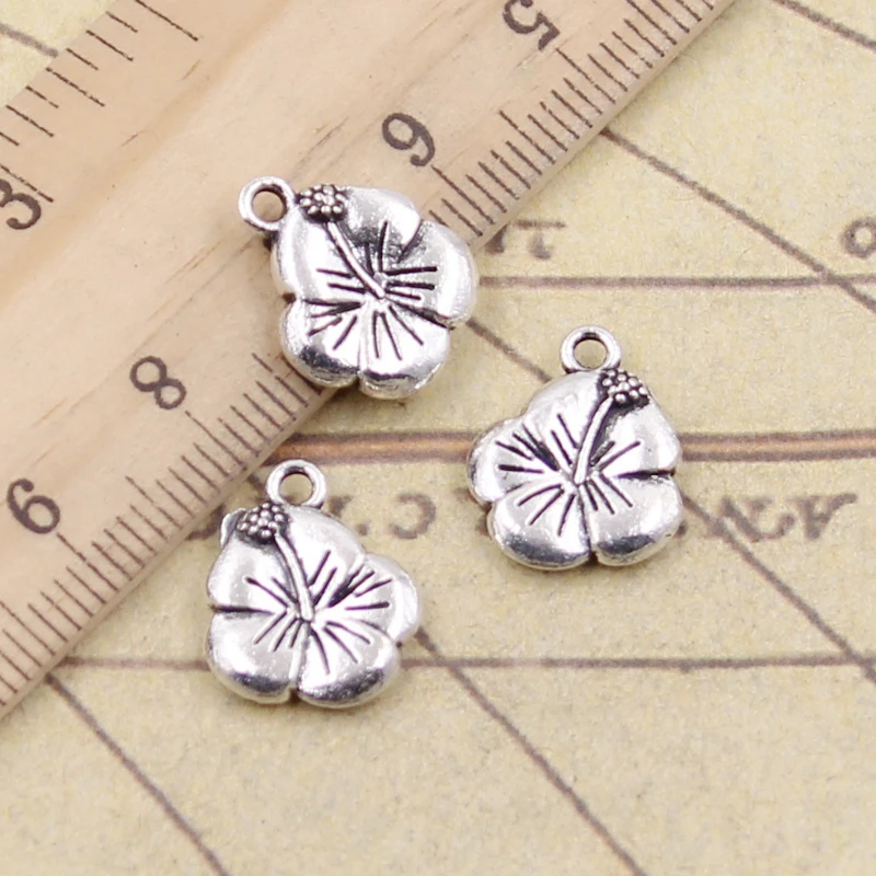 

20pcs Charms Flower 16x13mm Tibetan Silver Color Pendants Antique Jewelry Making DIY Handmade Craft