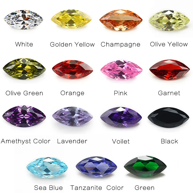 

Total 15pcs 4x8mm~6x12mm 1pcs Per Colors Loose Cubic Zirconia Marquise Shape CZ Synthetic Gemstone