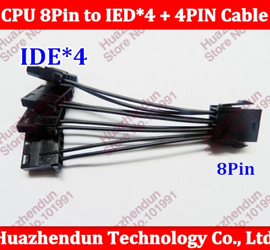 

100pcs//lot New High Quality CPU 8pin to 4PIN IDE Cable adapter 10CM 18AWG Black color