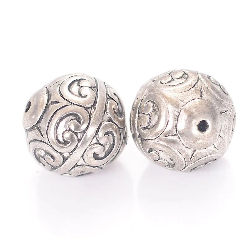Miasol 15 Pcs 18mm Fluted Corrugated Antique Style Design Plating Acrylic Spacers Round Charm Beads For Diy Jewelry Making