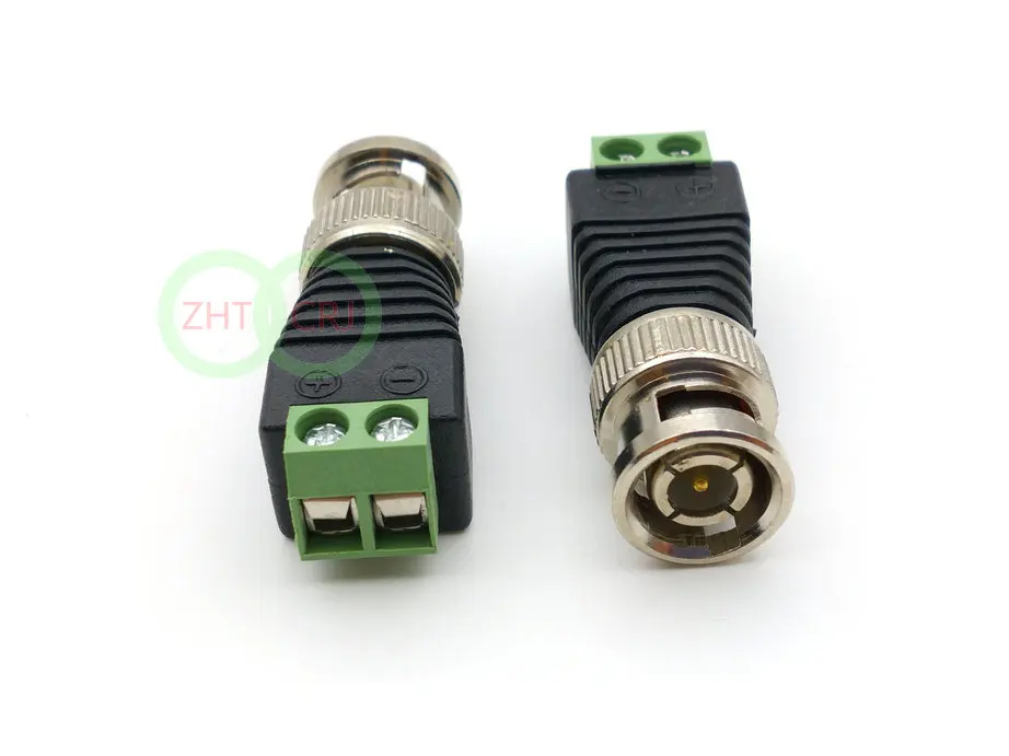 Imagem -04 - Bnc Macho Conector de Vídeo Cctv Coaxial Coaxial Balun para Câmera Adaptador de tv Novo 100 Pcs