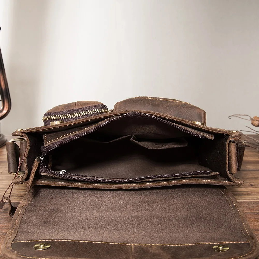 Original Leather Male Casual Design Student Shoulder Messenger Crossbody bag Fashion College Satchel 10\