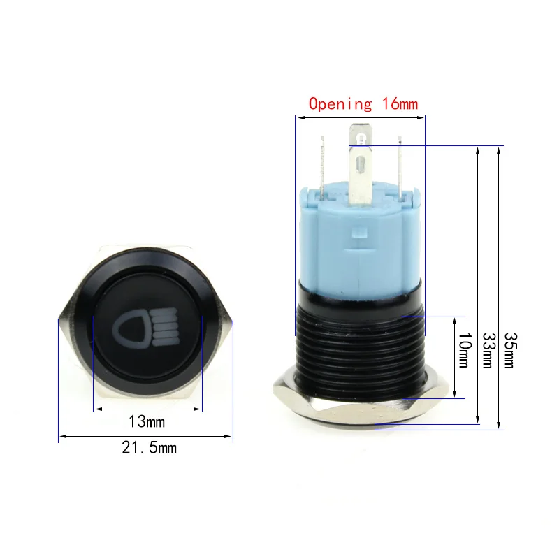 16/19/22mm self-reset metal button switch oxidizes black various figure  voltage 12v.24v.110v.220v available for customization