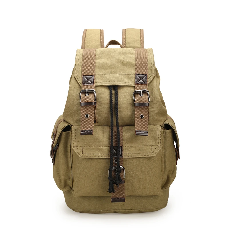 Canvas Vintage Backpack Men Teenage Boys  Students School Bag Travel Rucksack Large Capacity Drawstring Bags Mochila Male