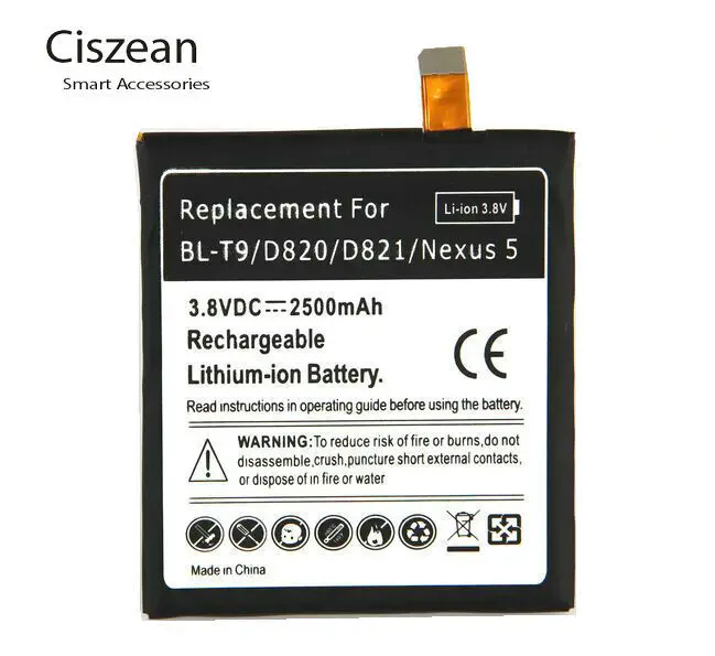 1x 2500mAh Replacement Battery For LG Google Nexus 5 E980 D820 D821 BL-T9 BLT9 Batteria batterie Batterij  Batteries