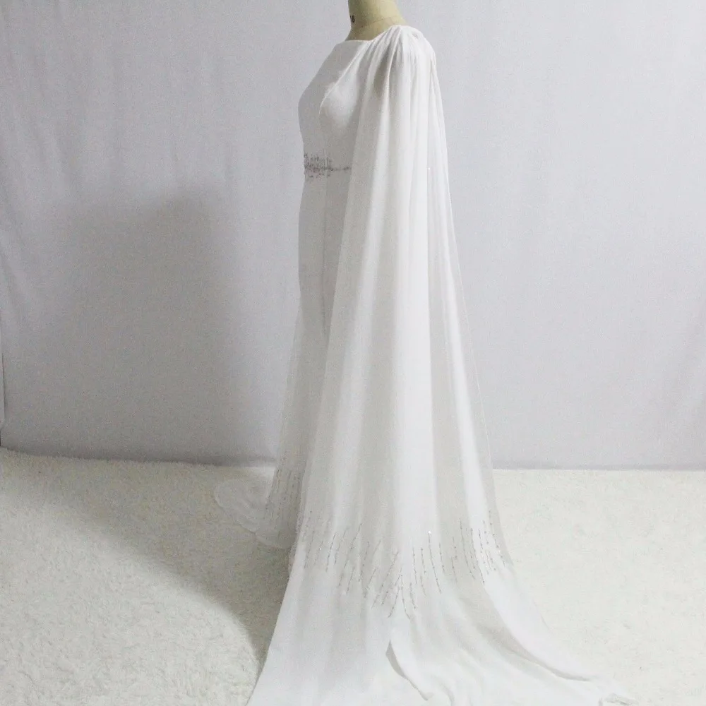 Vintage Vestidos De Formature Ivory Square Neck Beaded Sequins Mermaid Prom Dresses with Cape