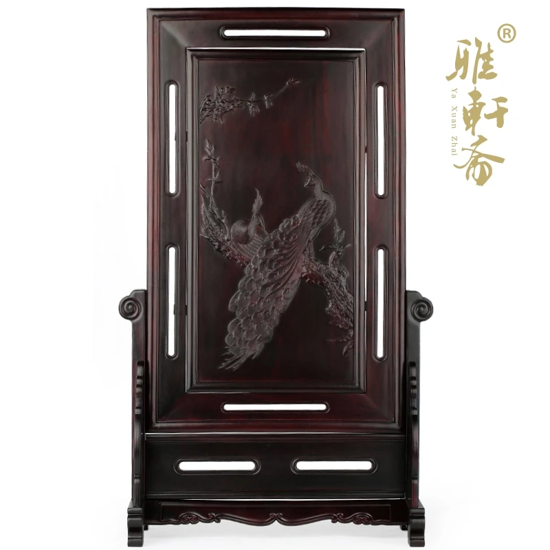 Rosewood woodcarving and Home Furnishing ornaments boutique peacock Wood Plaque rich large screen seat screen screen