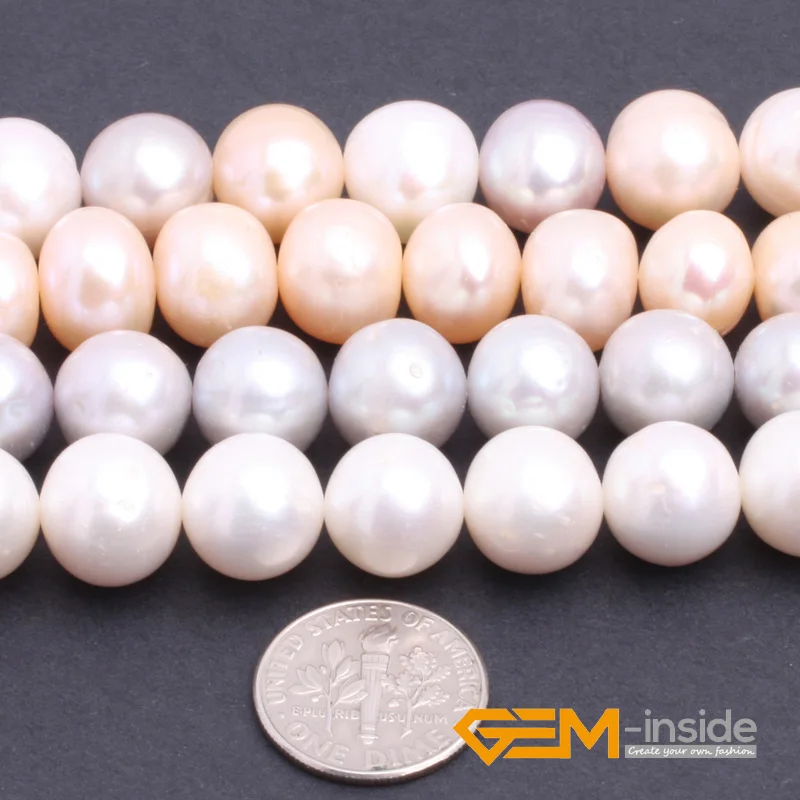 Pearl:11-12mm Round Genuine Freshwater Pearl Beads Strand 15\