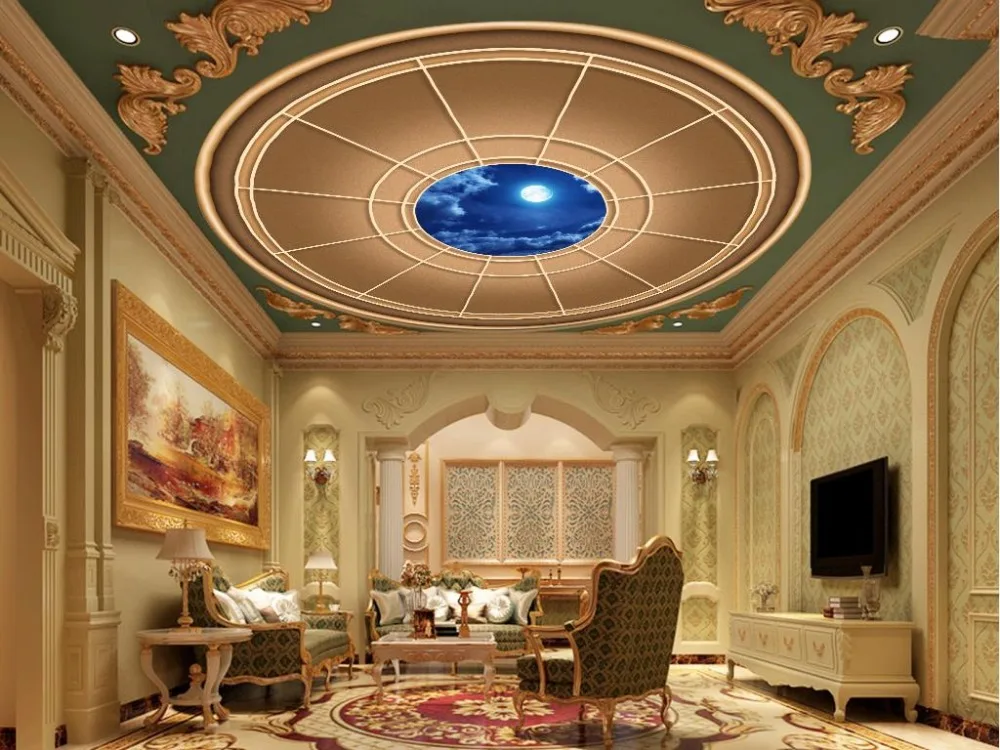 

customized wallpaper for walls Moon 3D round ceiling 3d ceiling murals wallpaper Home Decoration