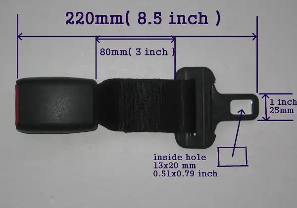 Seat Belt Extension Extender For 25mm Wide Buckle Add 220mm length