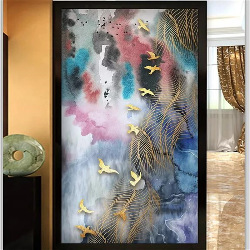 

Beibehang пользовательские обои 3d Роспись Новая китайская абстрактная линия чернильная живопись крыльцо фон украшение стены живопись обои