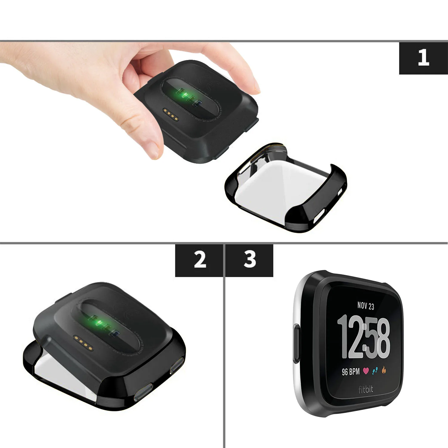 جراب TPU رفيع للغاية وناعم لهاتف Fitbit Versa ، واقي سيليكون كامل للساعة الذكية