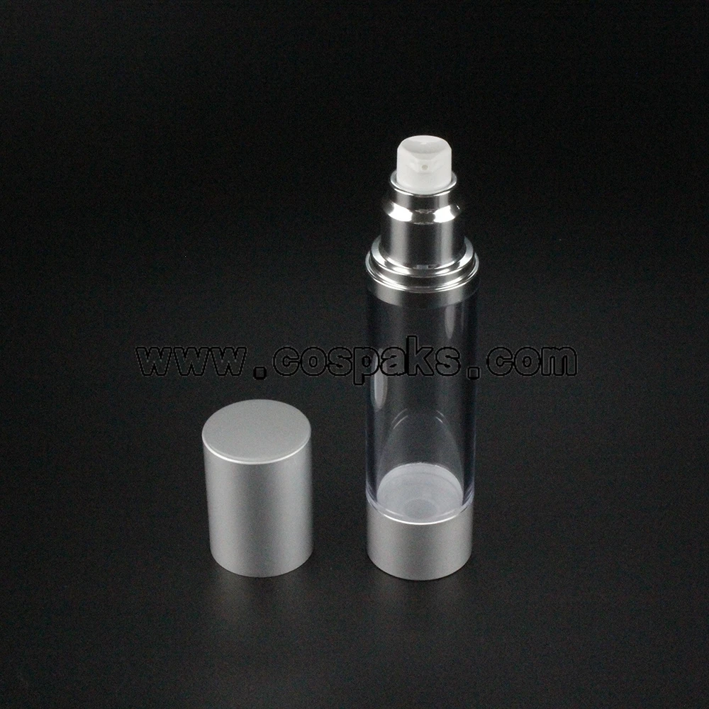 

50pcs sliver 50ml aluminium cosmetic airless pump bottle , 50ml aluminium cosmetic packaging airless , cosmetic pump bottle