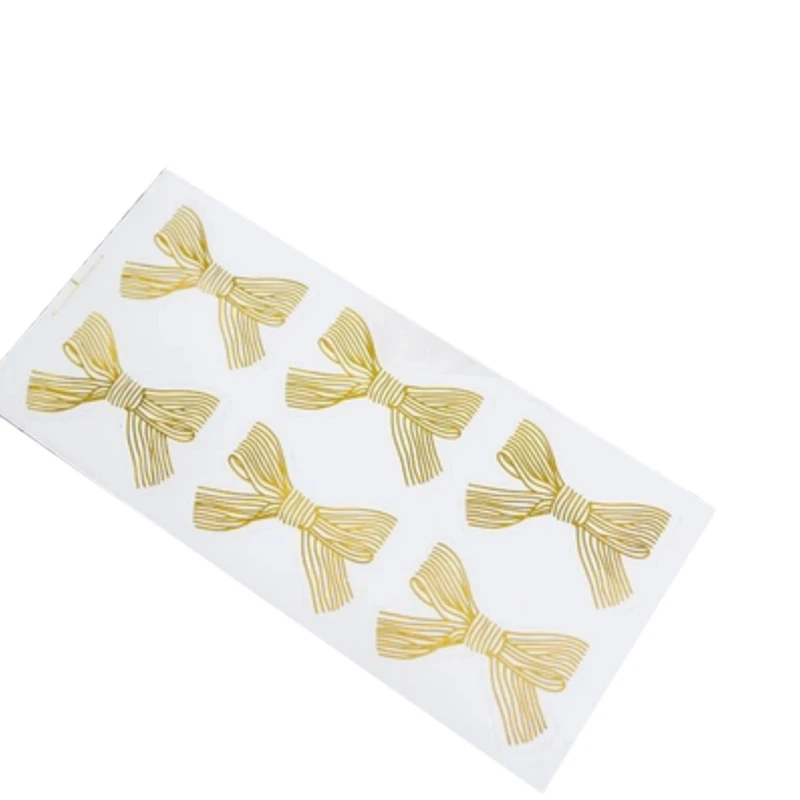 600pcs/lot New 4.5*3CM Golden Big Bow Gold Handmade Sweet Candy Packaging Sealing Label Sticker Adhesive Stationery Wholesale