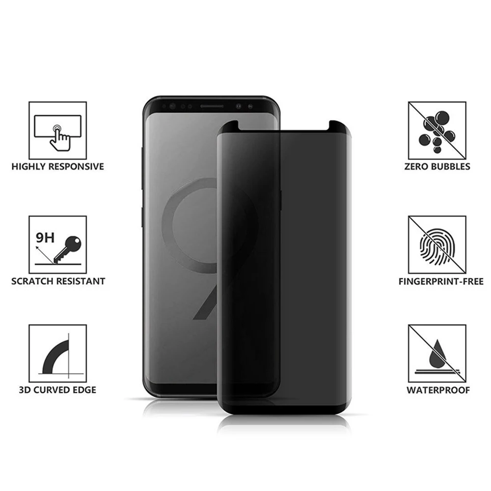 Case Friendly Privacy Tempered Glass For Samsung Galaxy S8 S9 Plus Note 8 9 3D Curved edge Cover Anti Glare Spy Screen Protector view 4