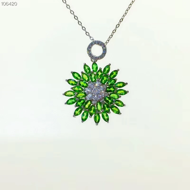 luxury green diopside gemstone pendant for necklace many pieces natural gem real 925 silver attractive character party gift